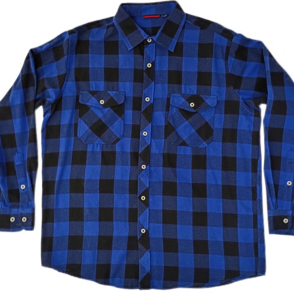 Blue & Black Buffalo Check Flannel Shirt - Size L